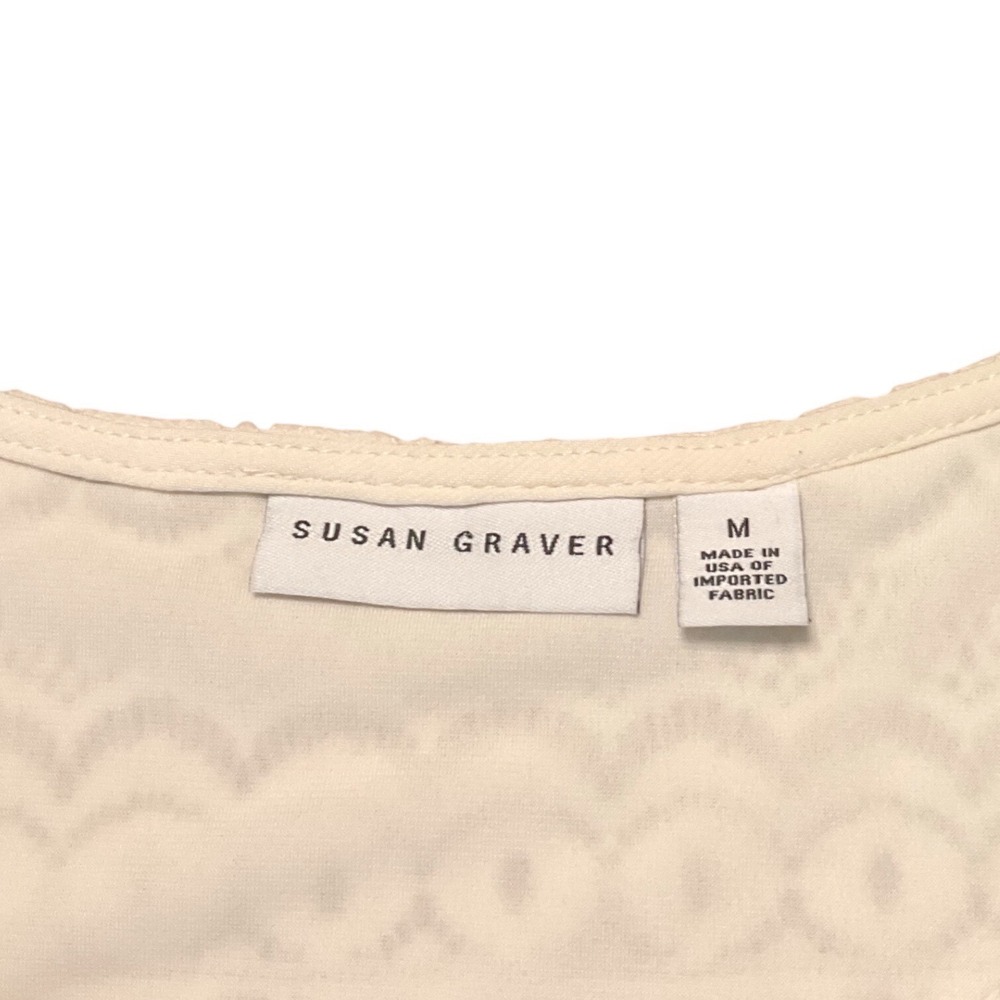 Susan Graver Lace Tank Top Womens Medium Cream Floral Sleeveless Boho Romantic - Picture 4 of 10